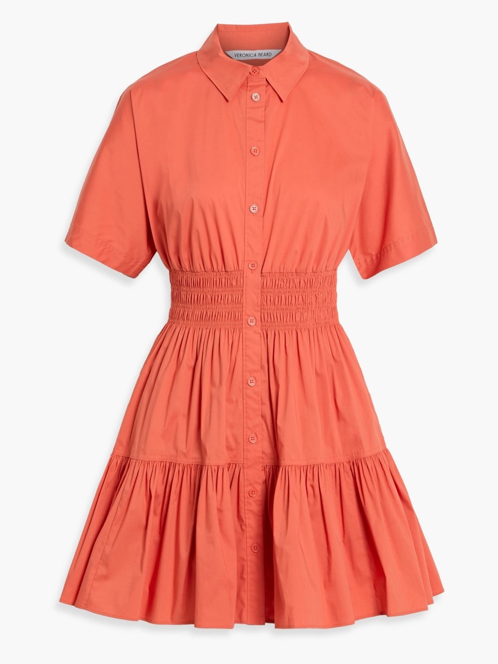 Veronica Beard NWT Greta Shirred Cotton-Blend Poplin Mini Shirt Dress - Size 10